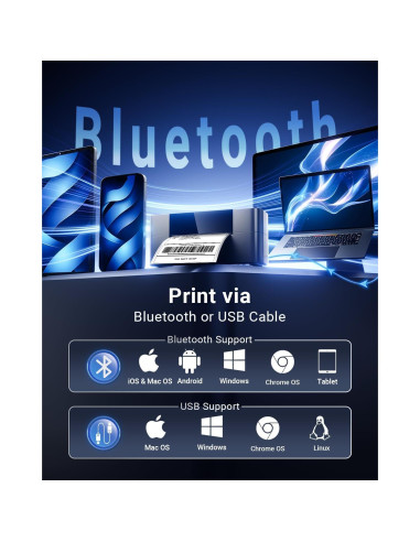 Impresora de Etiquetas Térmicas Bluetooth WCZ 4x6 Inalámbrica