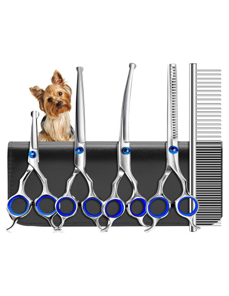 Juego de Tijeras de Aseo Profesional Doscpe 6 en 1 para Mascotas
