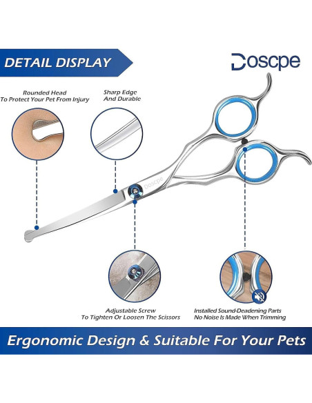 Juego de Tijeras de Aseo Profesional Doscpe 6 en 1 para Mascotas