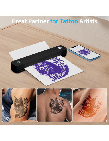 Impresora de Tatuajes Térmica Inalámbrica YUEBBB Negro