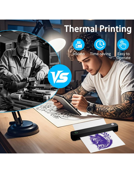 Impresora de Tatuajes Térmica Inalámbrica YUEBBB Negro