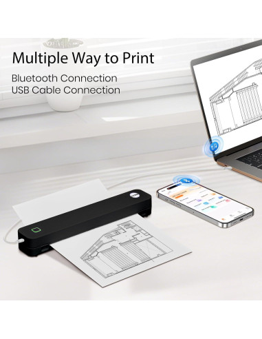 Impresora de Tatuajes Térmica Inalámbrica YUEBBB Negro