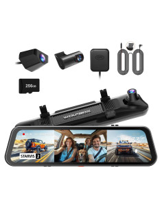 Cámara Espejo WOLFBOX G900 Tripro 4K + Cable 10M para Reversa