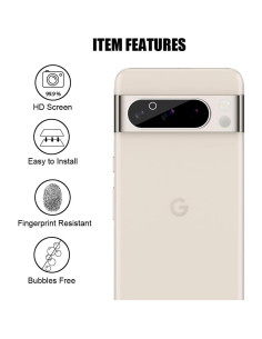 Paquete de 3 Cristales Templados UZWZW para Lente Google Pixel 8 Pro 2