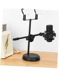 2 Clips de Brazo de Micrófono Ajustables ABS Negro 10cm 2