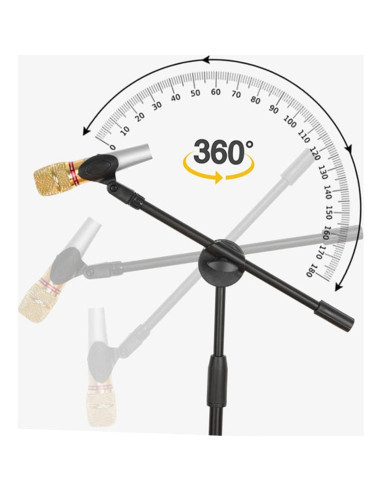 2 Clips de Brazo de Micrófono Ajustables ABS Negro 10cm