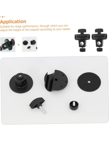 2 Clips de Brazo de Micrófono Ajustables ABS Negro 10cm