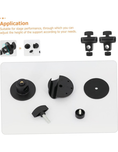 2 Clips de Brazo de Micrófono Ajustables ABS Negro 10cm