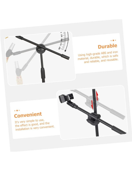 2 Clips de Brazo de Micrófono Ajustables ABS Negro 10cm