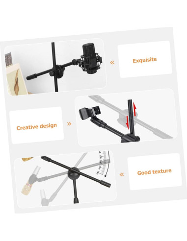 2 Clips de Brazo de Micrófono Ajustables ABS Negro 10cm