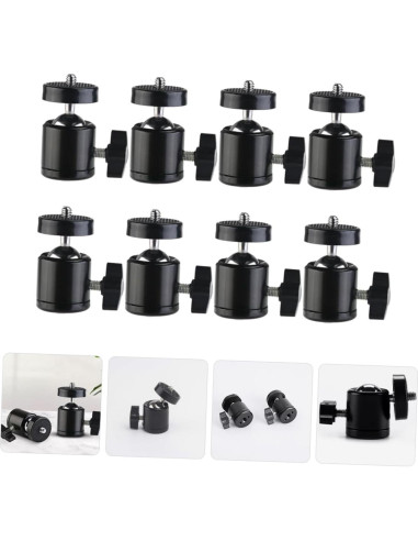8 Piezas Soporte de Cabeza de Bola Metal para Trípode 1/4"