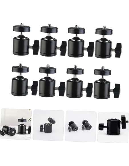 8 Piezas Soporte de Cabeza de Bola Metal para Trípode 1/4"