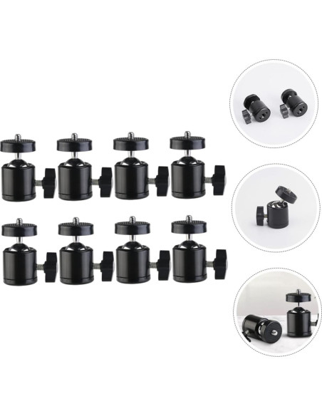 8 Piezas Soporte de Cabeza de Bola Metal para Trípode 1/4"