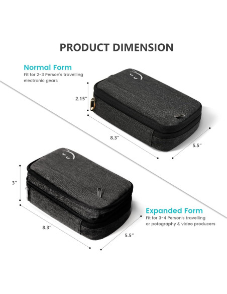 Organizador de Cables Travelkin Negro, Estuche Impermeable 21.1x14cm