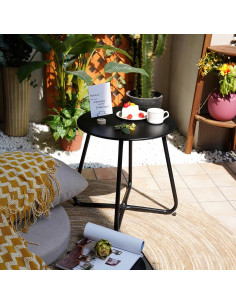 Mesa Lateral Redonda Grand Patio 45 cm Negra para Exterior 2