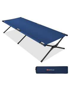 Cama de Camping Plegable Goplus 188x67cm 136kg Azul Marino