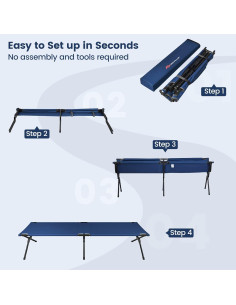 Cama de Camping Plegable Goplus 188x67cm 136kg Azul Marino 2