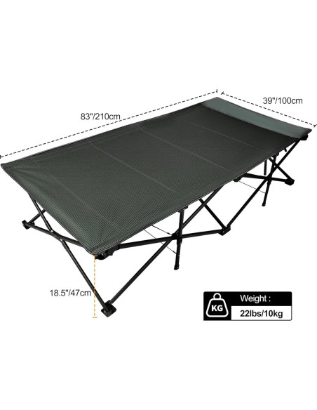 Cama de Camping Plegable REDCAMP Extra Grande 211x99cm 210kg