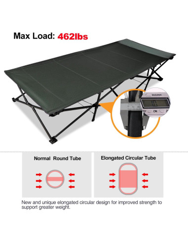 Cama de Camping Plegable REDCAMP Extra Grande 211x99cm 210kg