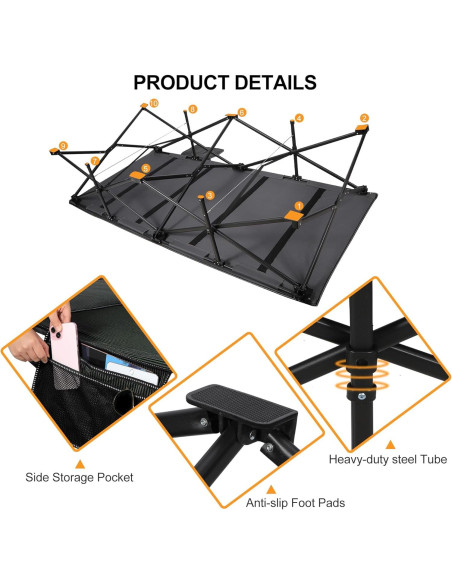 Cama de Camping Plegable REDCAMP Extra Grande 211x99cm 210kg