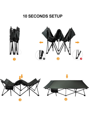 Cama de Camping Plegable REDCAMP Extra Grande 211x99cm 210kg