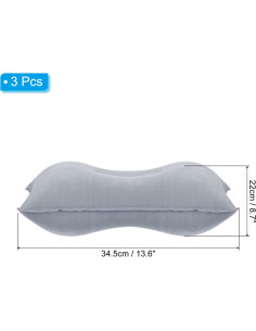 Almohada Inflable PATIKIL 3 Paquetes Camping Soporte Cuello Gris 2