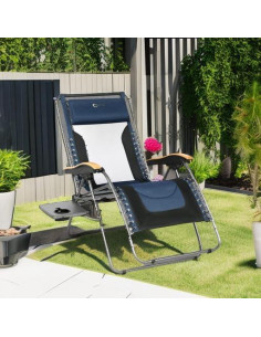 Silla de Patio Reclining Portal XL con Almohadas y Porta Vasos 2