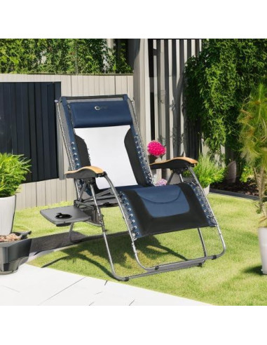 Silla de Patio Reclining Portal XL con Almohadas y Porta Vasos