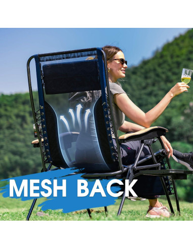 Silla de Patio Reclining Portal XL con Almohadas y Porta Vasos