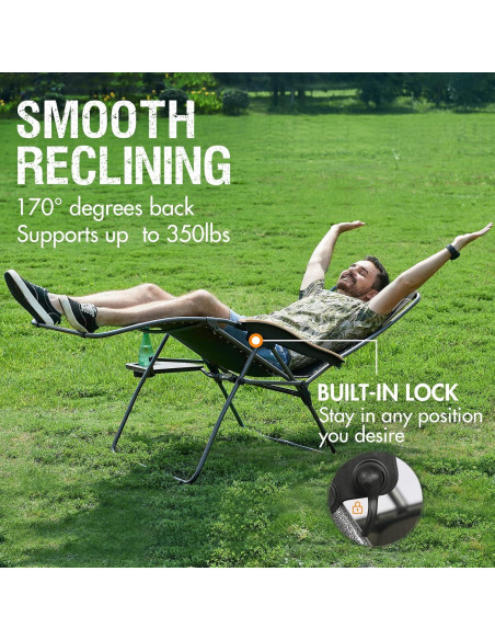 Silla de Patio Reclining Portal XL con Almohadas y Porta Vasos