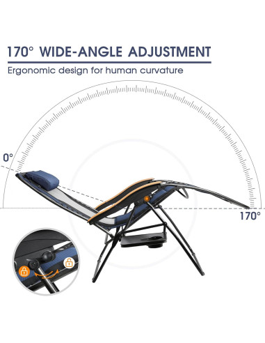 Silla de Patio Reclining Portal XL con Almohadas y Porta Vasos
