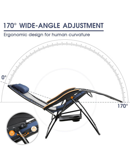 Silla de Patio Reclining Portal XL con Almohadas y Porta Vasos