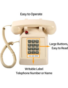 Teléfono de Línea Terrestre Retro Beige HTMengt 0.88kg 2