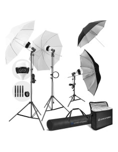 Kit de Iluminación Continua LimoStudio 1200W con Paraguas 83.82cm
