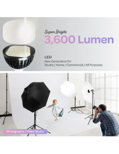 Kit de Iluminación Continua LimoStudio 1200W con Paraguas 83.82cm 2