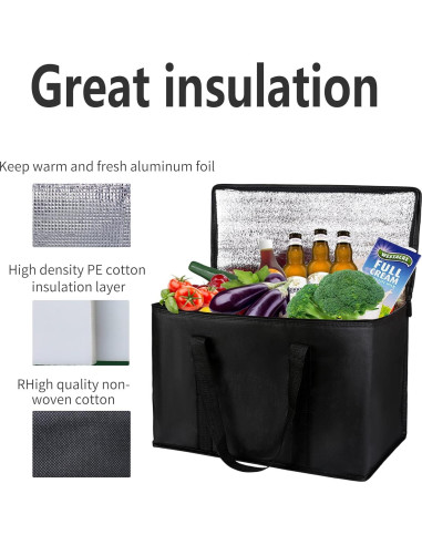 Bolsa de Compras Aislada Musbus 2 Pack Negra 40.6x31.8x22.9cm