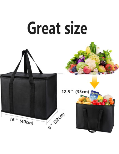 Bolsa de Compras Aislada Musbus 2 Pack Negra 40.6x31.8x22.9cm