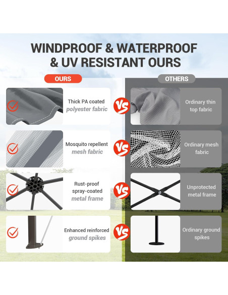 Carpa Plegable GAOMON con Mosquitera 3x3m Gris Doble Techo