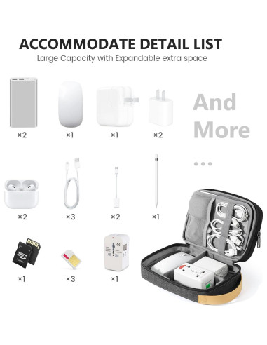 Organizador de Cables Travelkin Negro, Estuche Impermeable 21.1x14cm