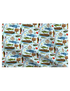 Tela Chiffon Spoonflower Pescado Azul Claro 68.58x45.72 cm