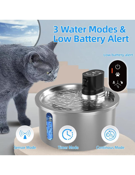 Fuente de Agua Inalámbrica Jzla Pro 3.2L Acero Inoxidable