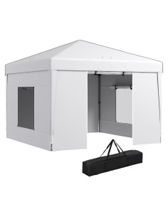 Carpa Plegable Outsunny 2.95x2.95m con Ventanas y Paredes