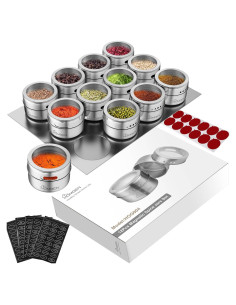 Juego de 12 Tarros de Especias Magnéticos HOMGEN 100ml
