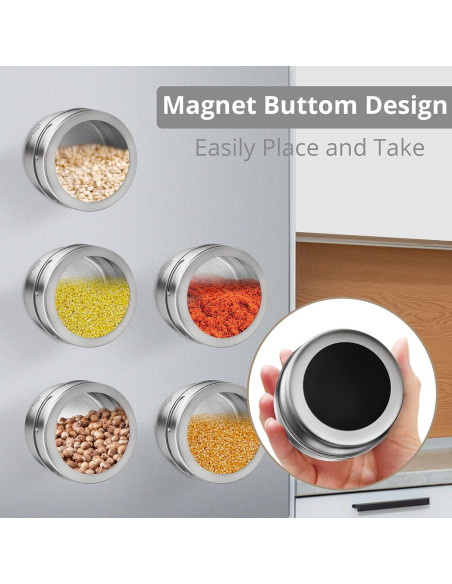 Juego de 12 Tarros de Especias Magnéticos HOMGEN 100ml