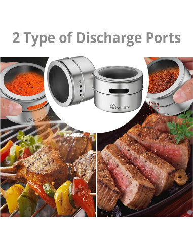 Juego de 12 Tarros de Especias Magnéticos HOMGEN 100ml