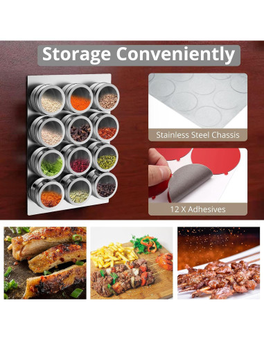Juego de 12 Tarros de Especias Magnéticos HOMGEN 100ml