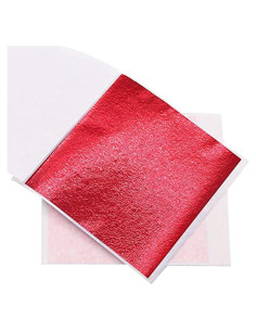 Hojas de Oro Imitación Rojo 100pcs 8.5x8cm para Manualidades