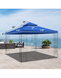 Cubierta de Reemplazo para Gazebo YardGrow 10x10 FT Azul 2