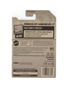 Auto de colección Hot Wheels Porsche 911 Carrera RS 2.7 1:64 2