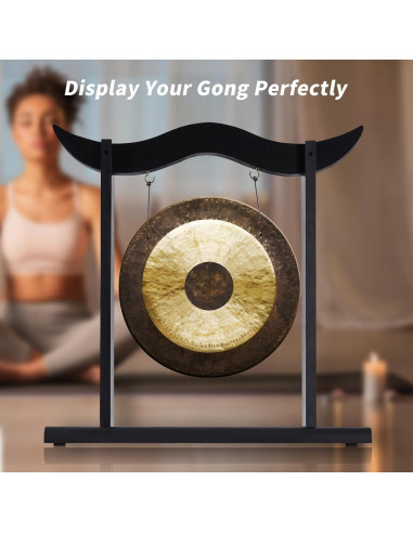 Soporte de Gong de Madera Ecoaterui 14" para Meditación y Yoga